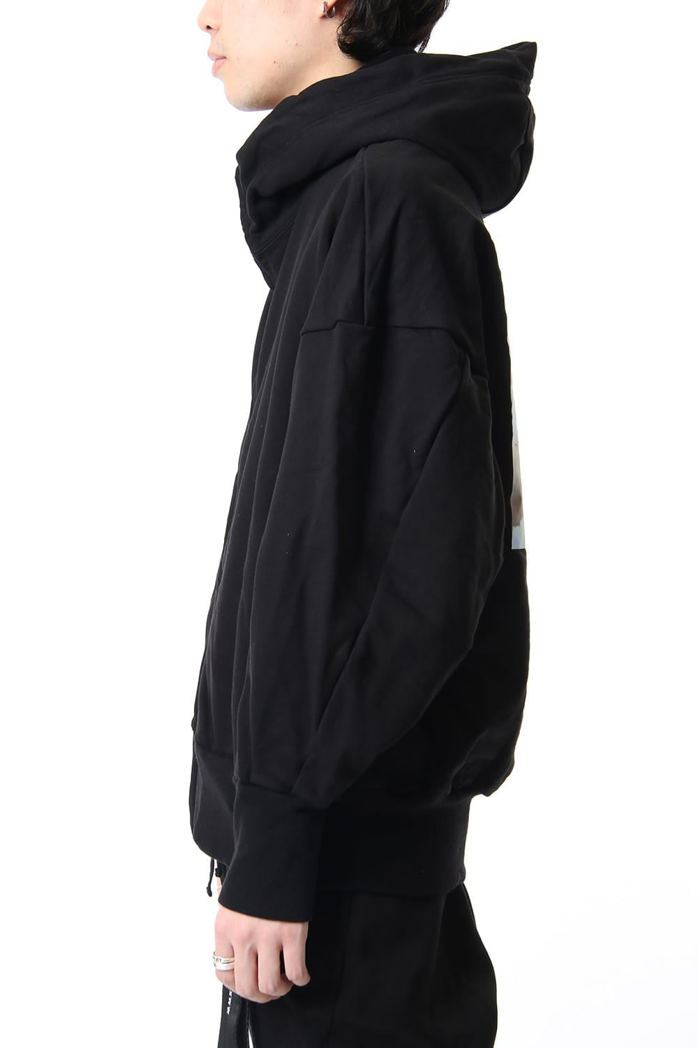 PRINT SEAMED SLEEVE ZIP HOODIE