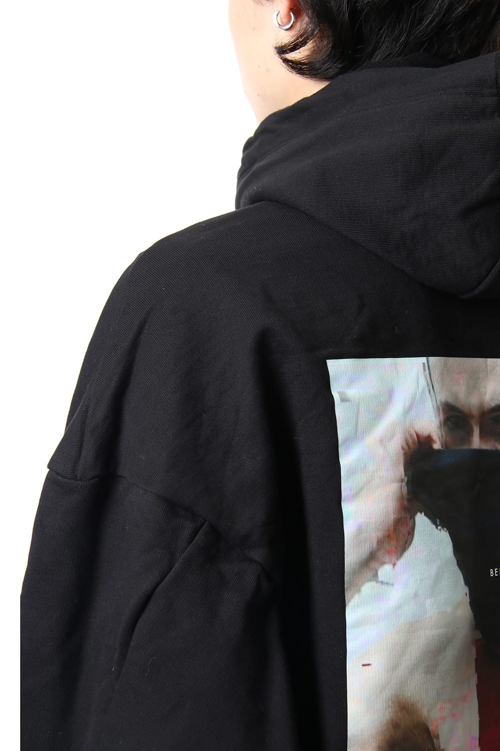 PRINT SEAMED SLEEVE ZIP HOODIE