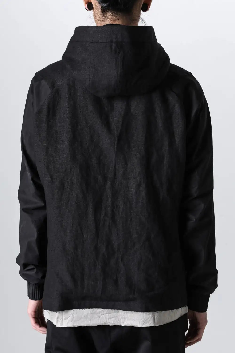 Hooded jacket soft nubuck cow leather