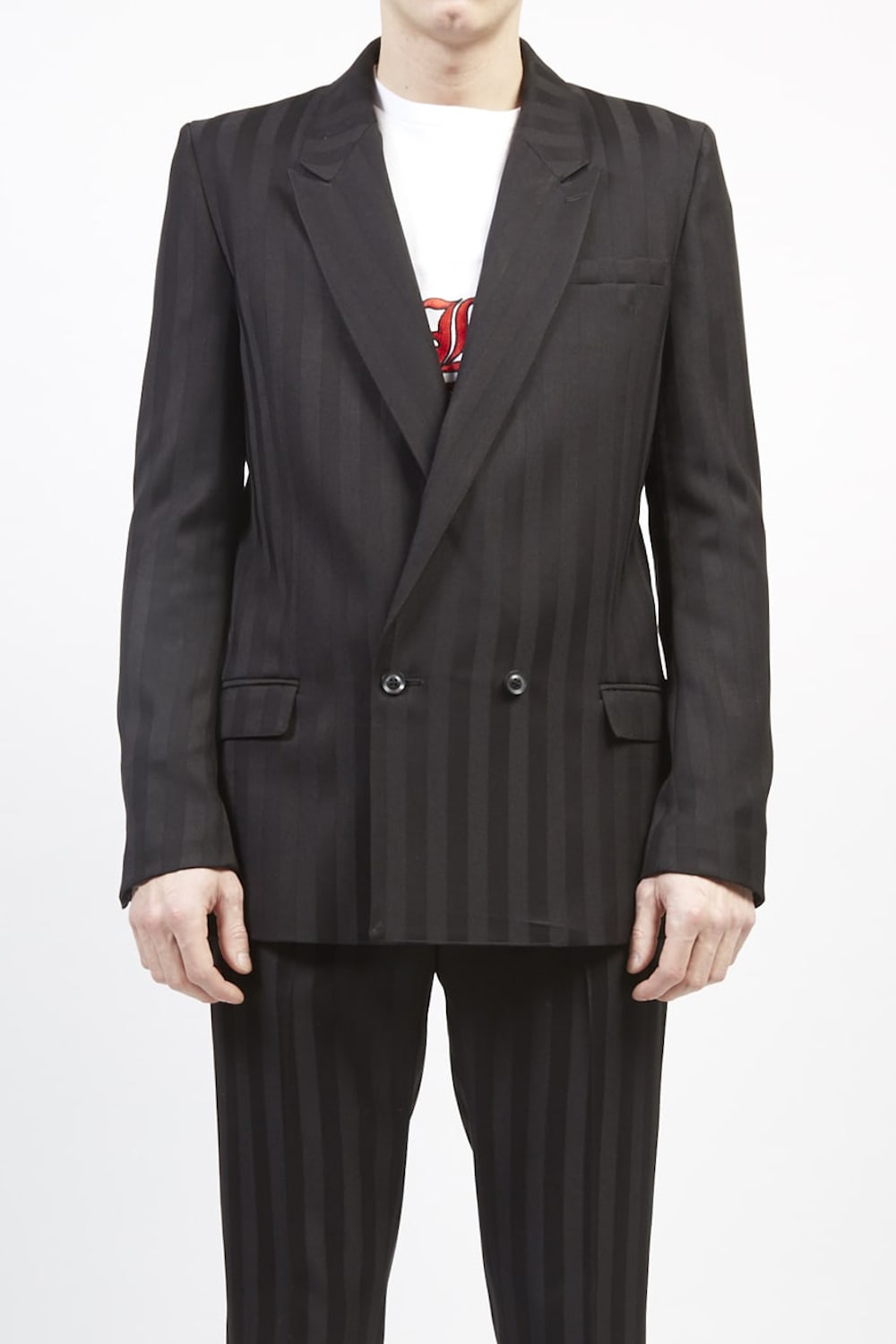 Jacquard stripe stretch jacket Black × Black