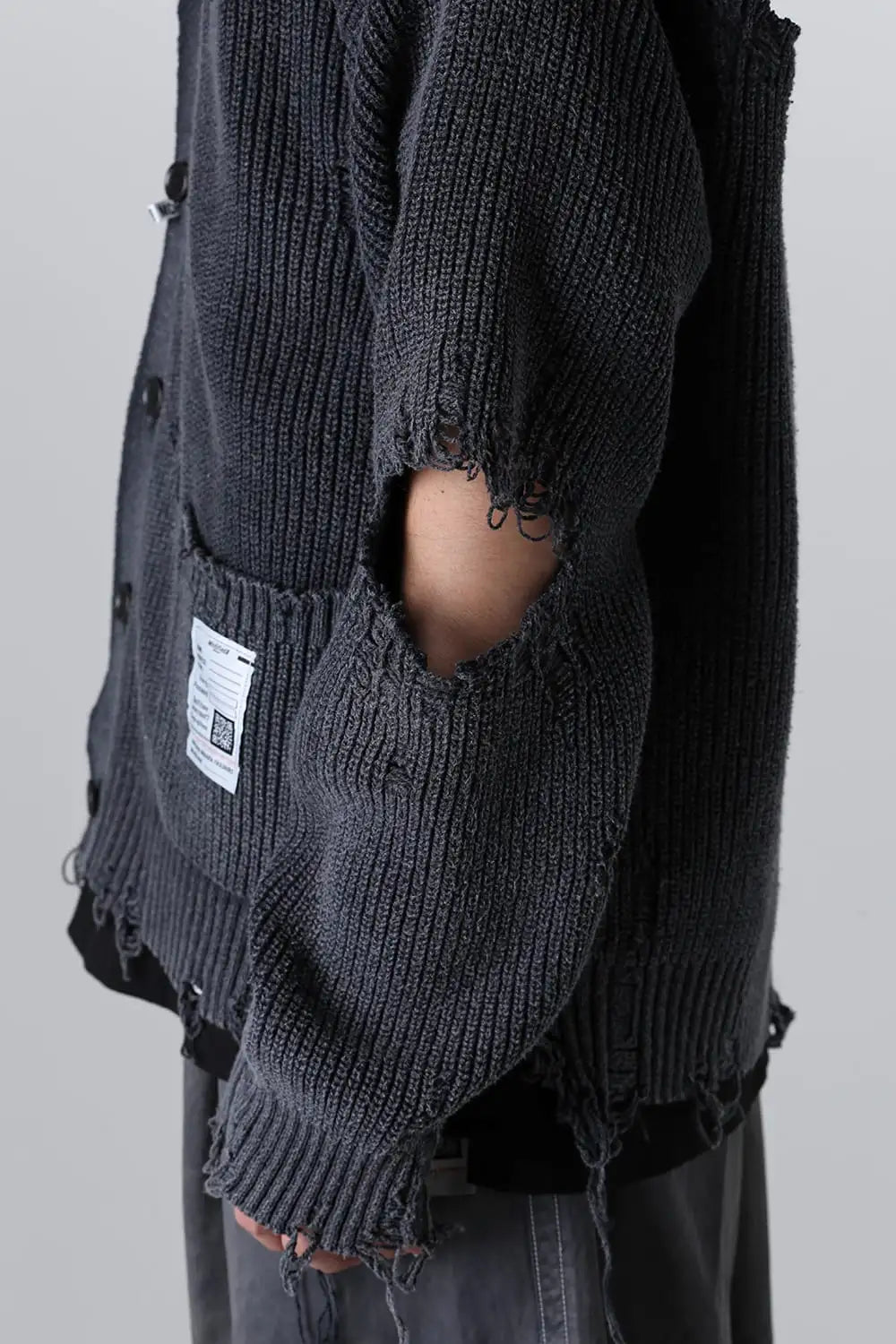 Bleached Knit Cardigan Black