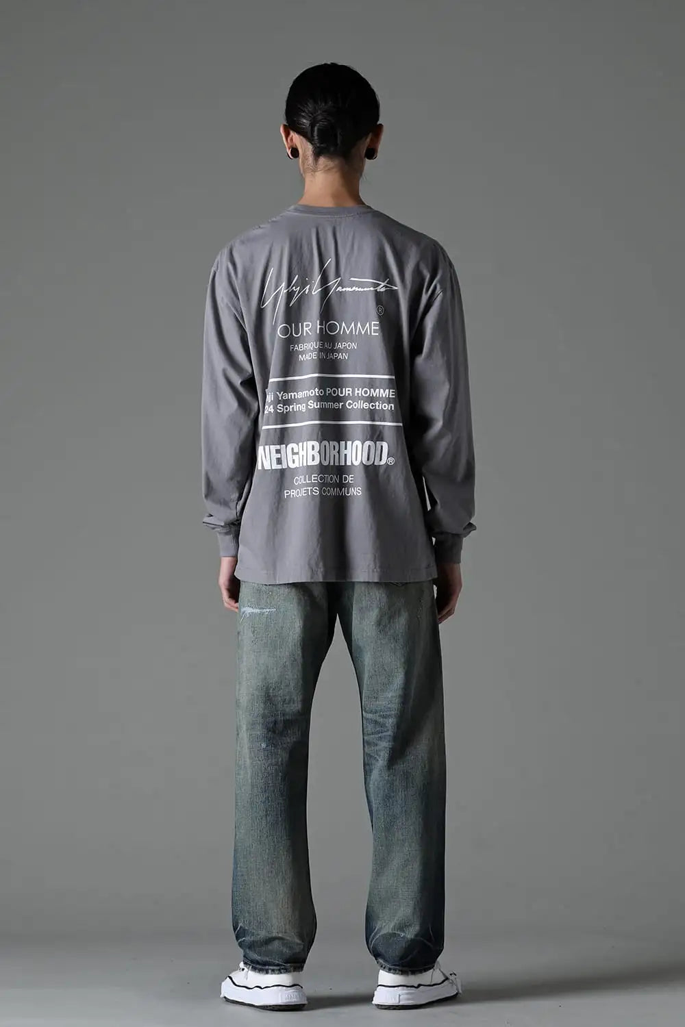 NEIGHBORHOOD × Yohji Yamamoto Print Long Sleeve T-Shirt Gray
