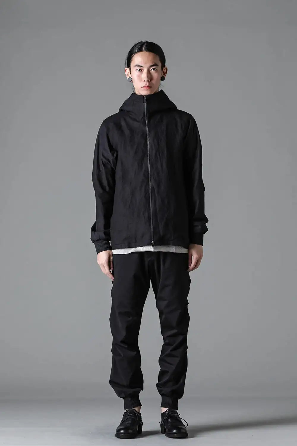 Hooded jacket soft nubuck cow leather