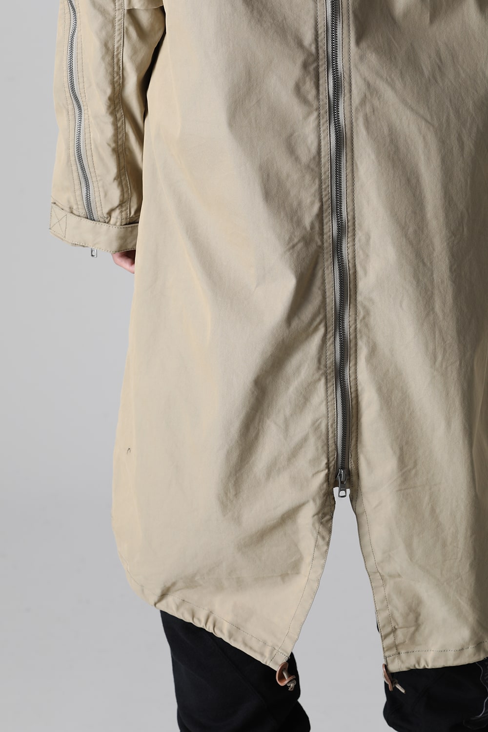 Multi Zip Military Hoodie Coat - Without Patches Beige