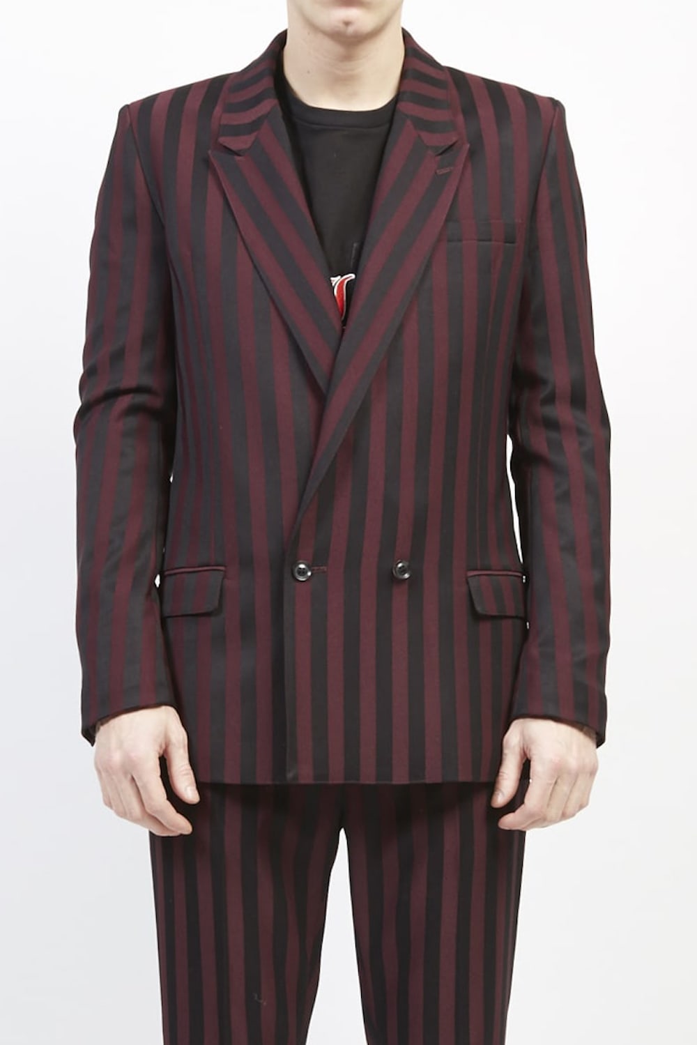 Jacquard stripe stretch jacket Bordeaux × Black
