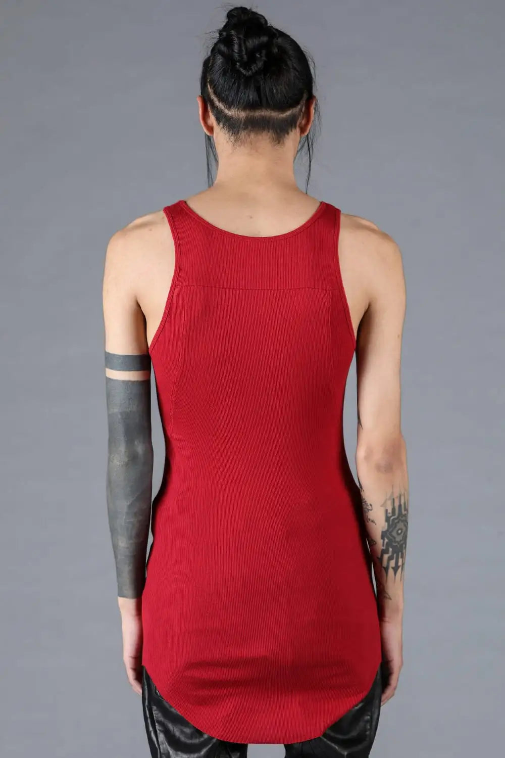 Cotton x Rayon Ribbed Tank Top Red