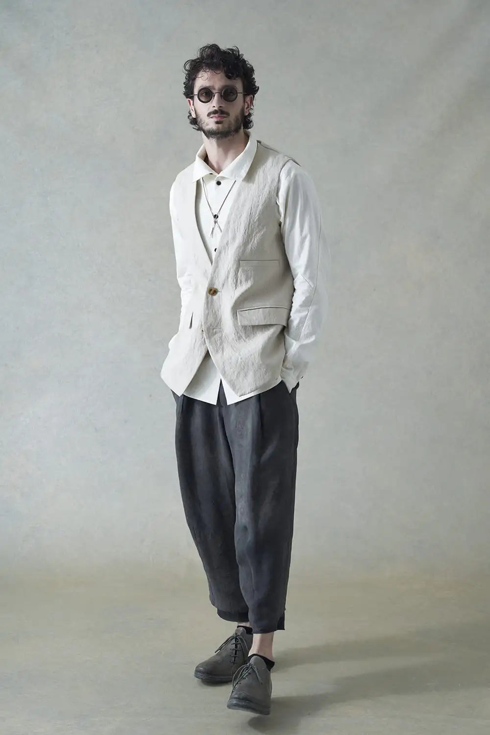 High neck shirt cotton / hemp