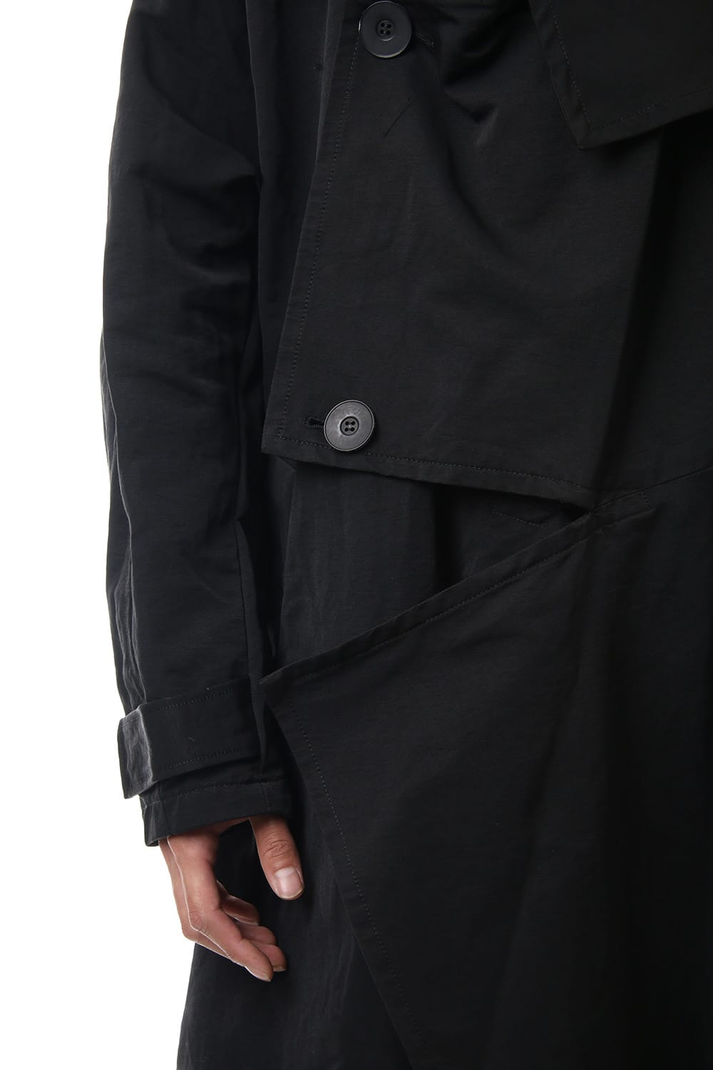DIVIDED HOODED COAT Black