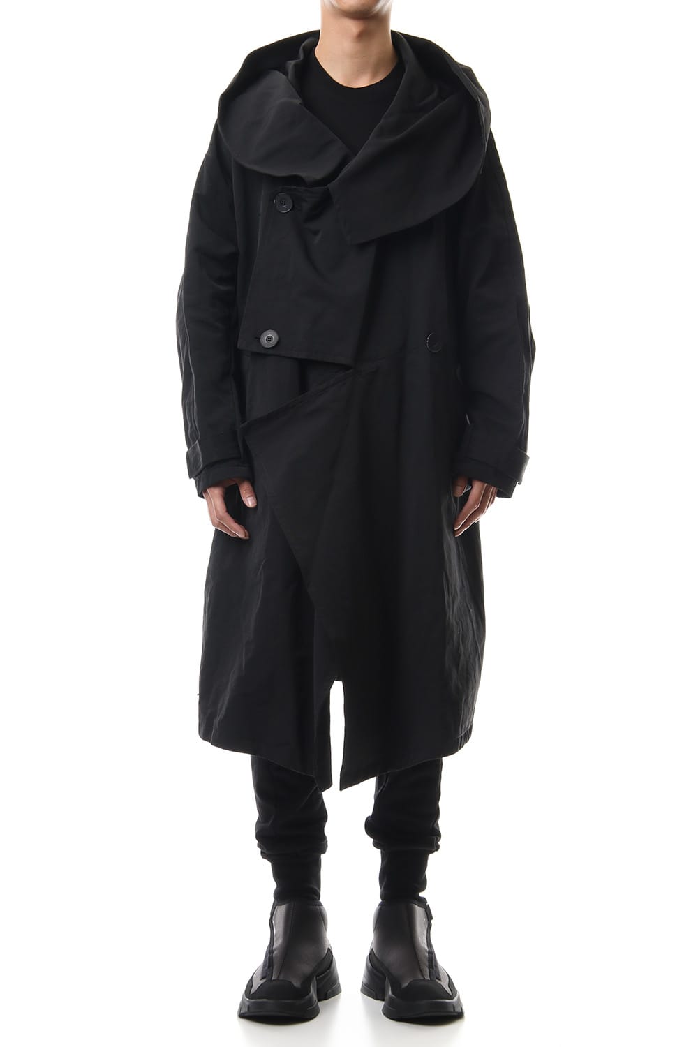 DIVIDED HOODED COAT Black