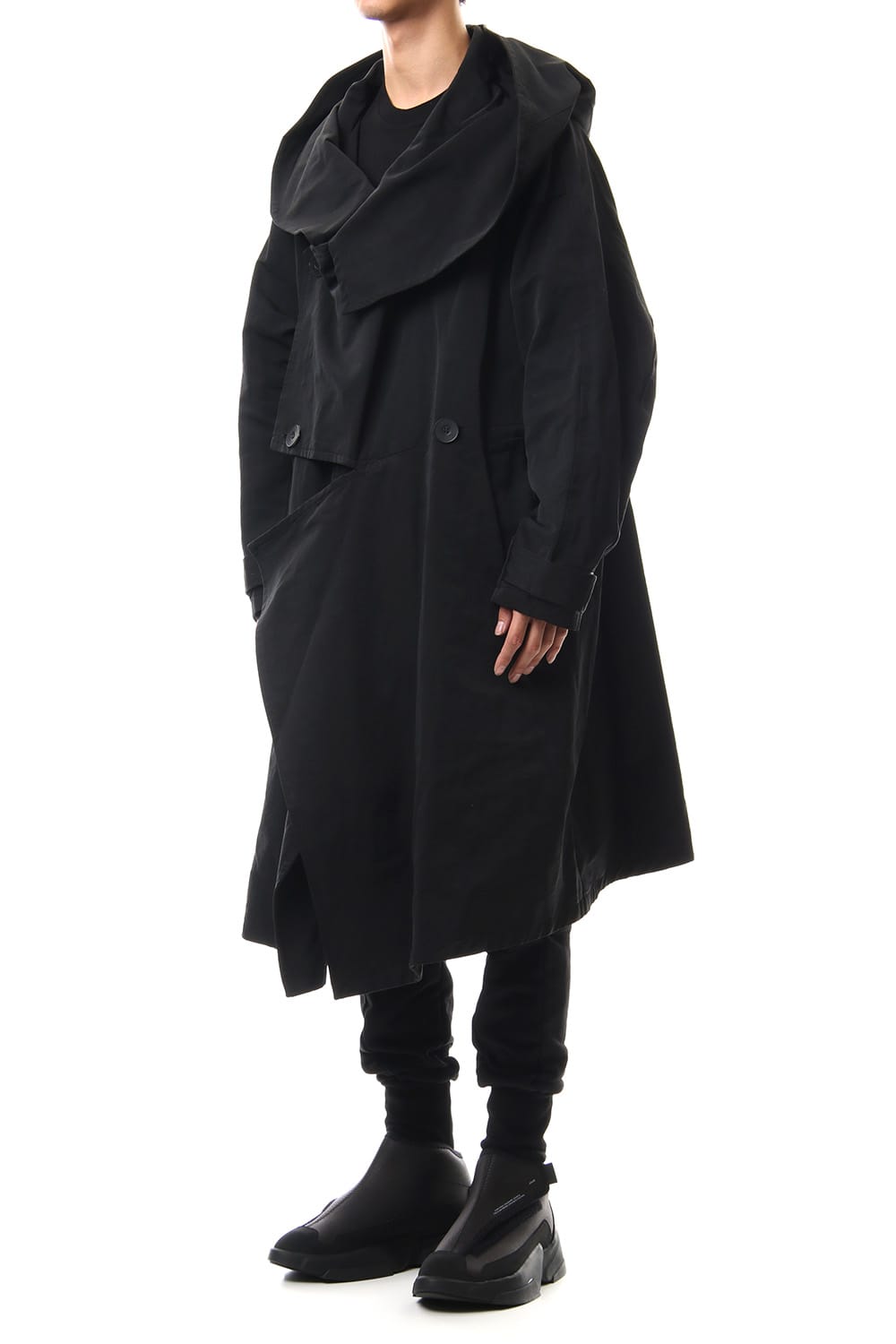 DIVIDED HOODED COAT Black