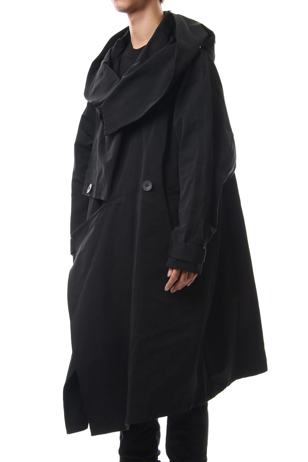 DIVIDED HOODED COAT Black