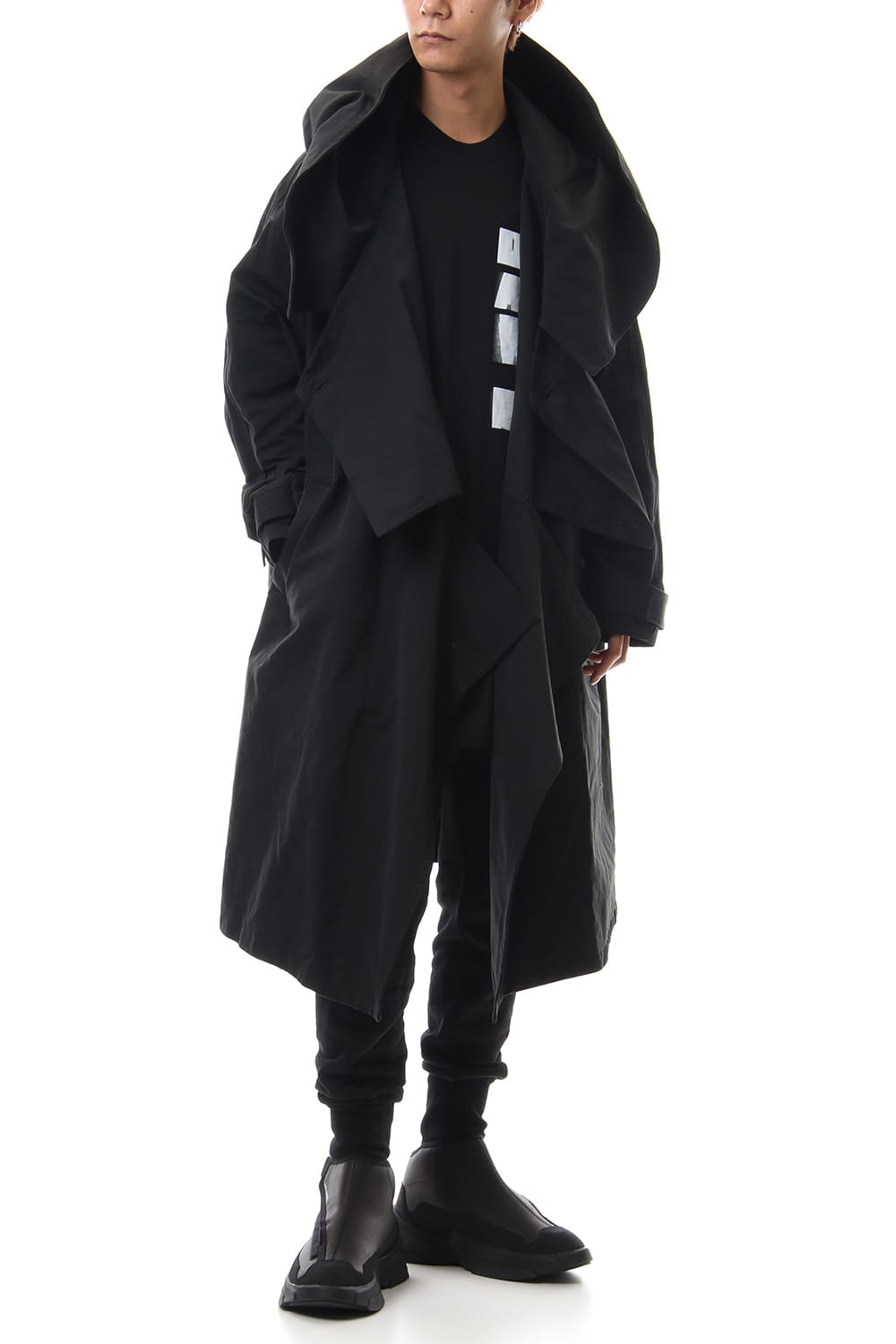 DIVIDED HOODED COAT Black