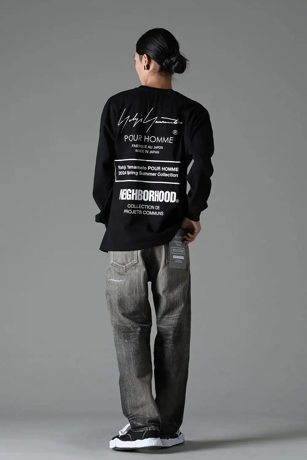 NEIGHBORHOOD x Yohji Yamamoto Print Long Sleeve T-Shirt Black