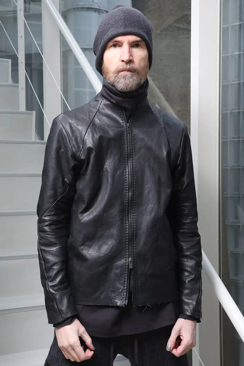 Leather  jacket  calf / silk   bonded