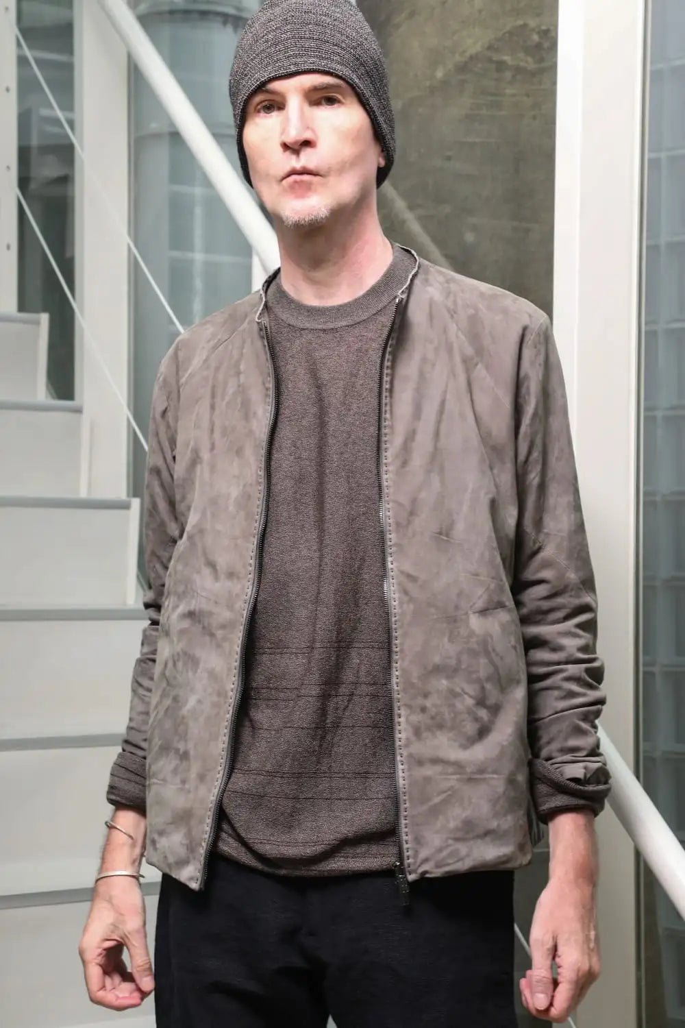 Jacket soft nubuck cow leather Sand Gray