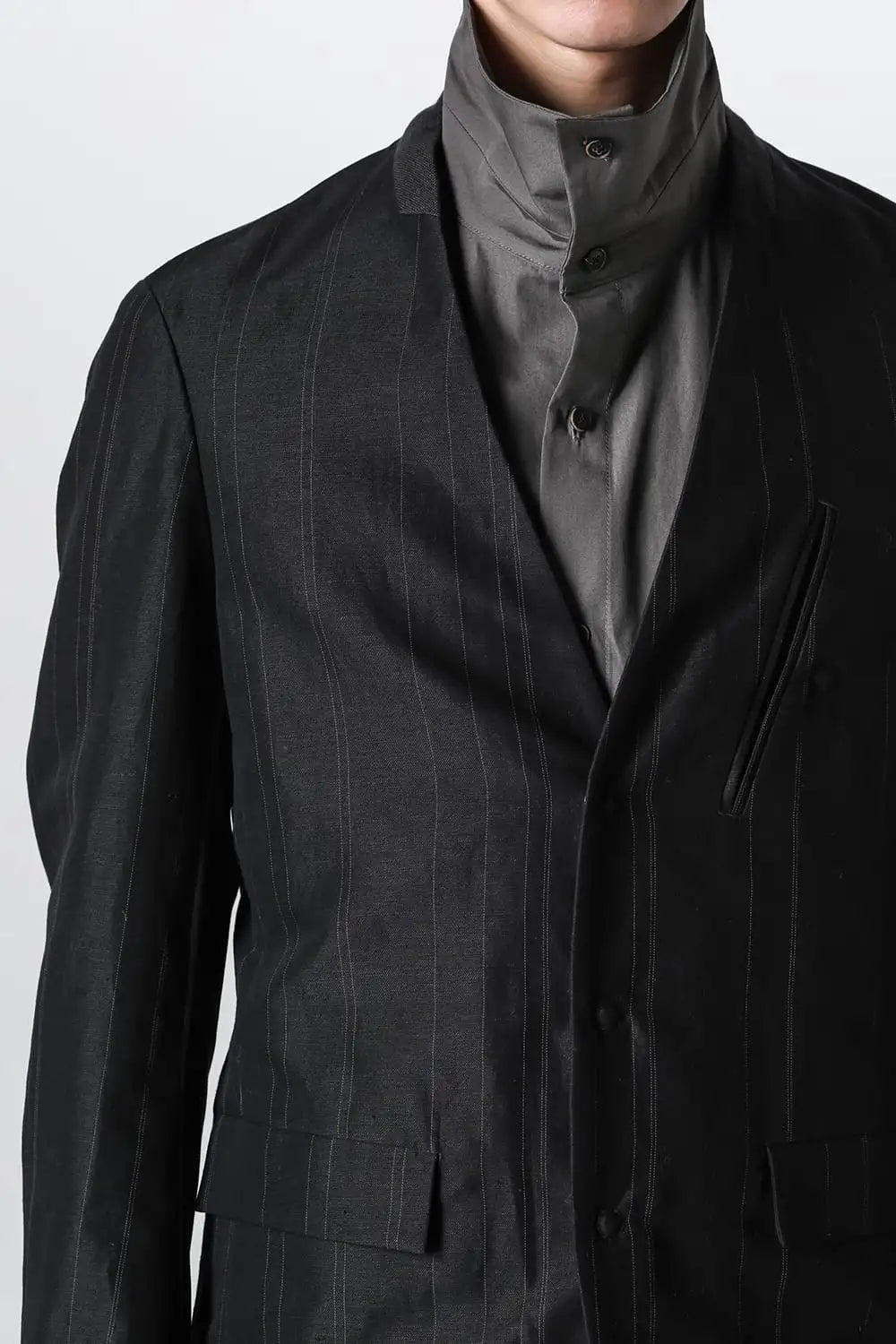 ジャケット コットン リネン ストライプ