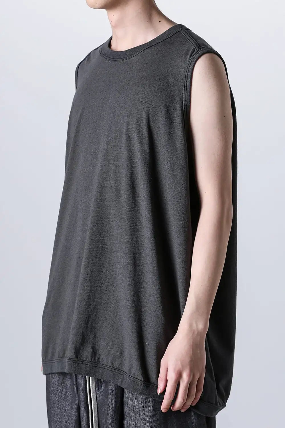 SLEEVELESS TEE Cotton Hemp Jersey BLACK