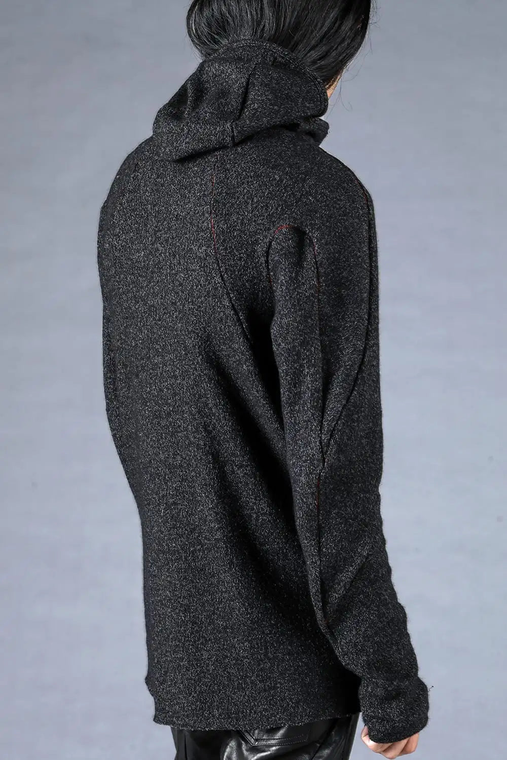 Wool Cotton Knit Balaclava Long Sleeve T-Shirt Charcoal