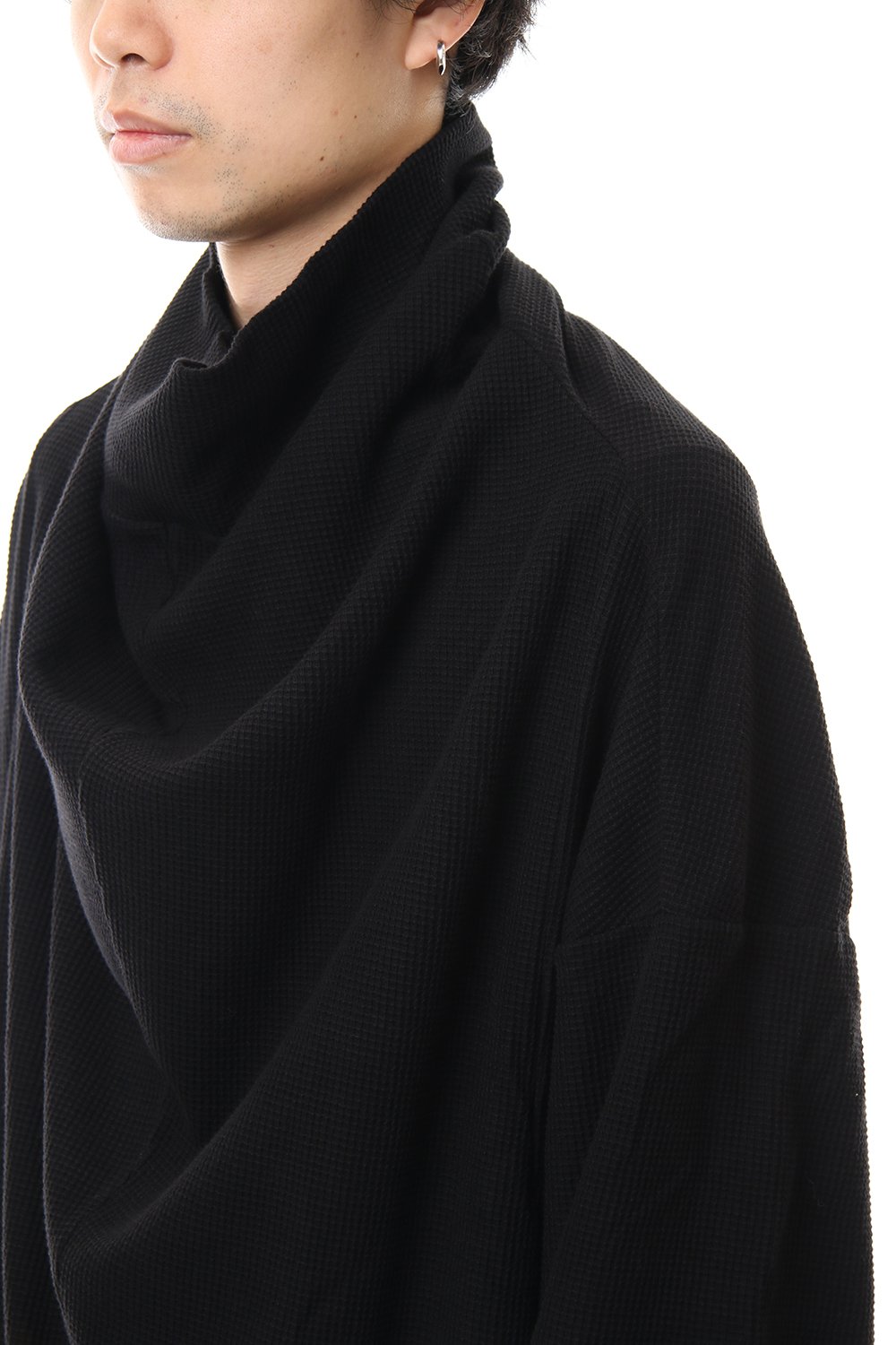 2 FACE COWL NECK SHIRT Black