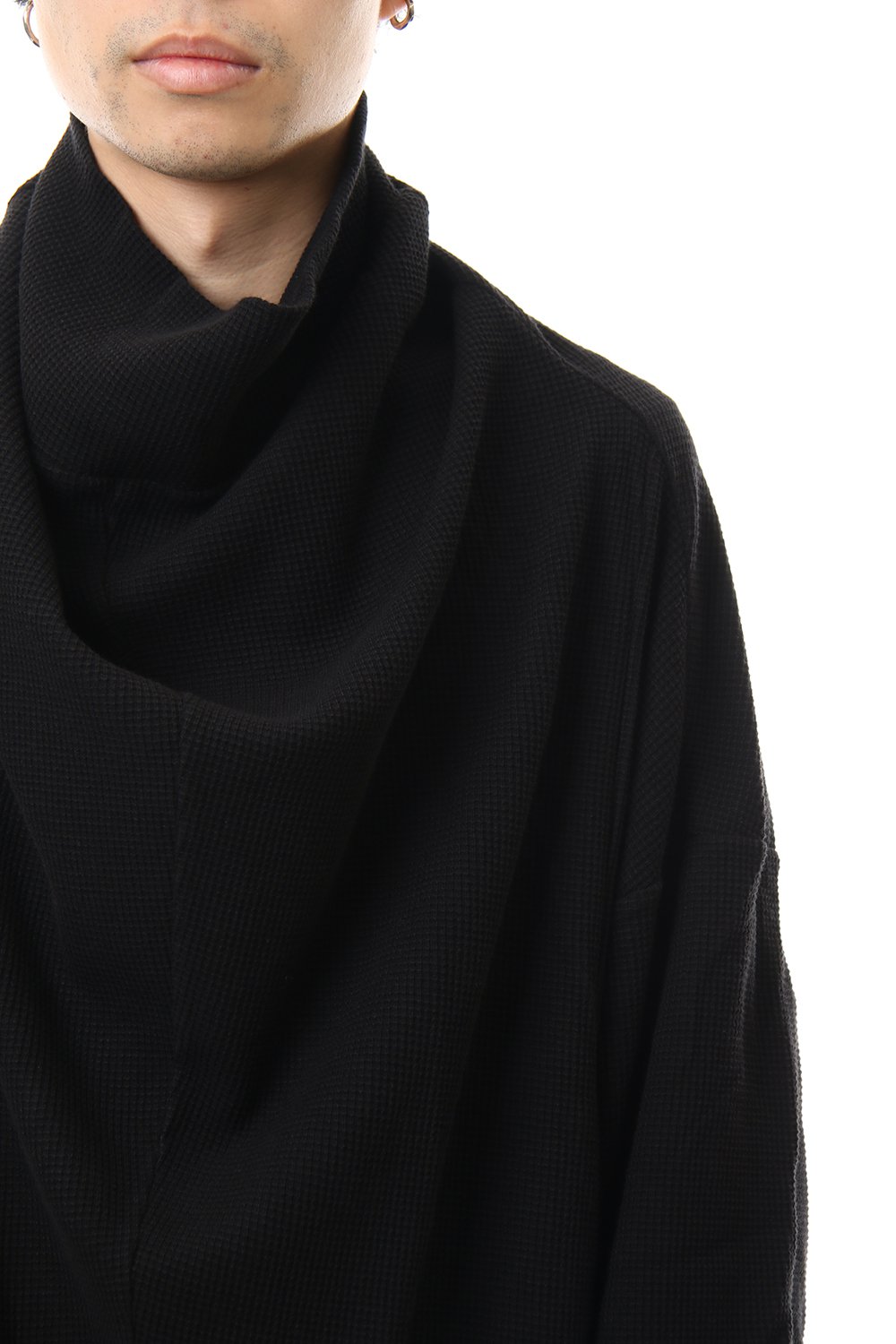 2 FACE COWL NECK SHIRT Black