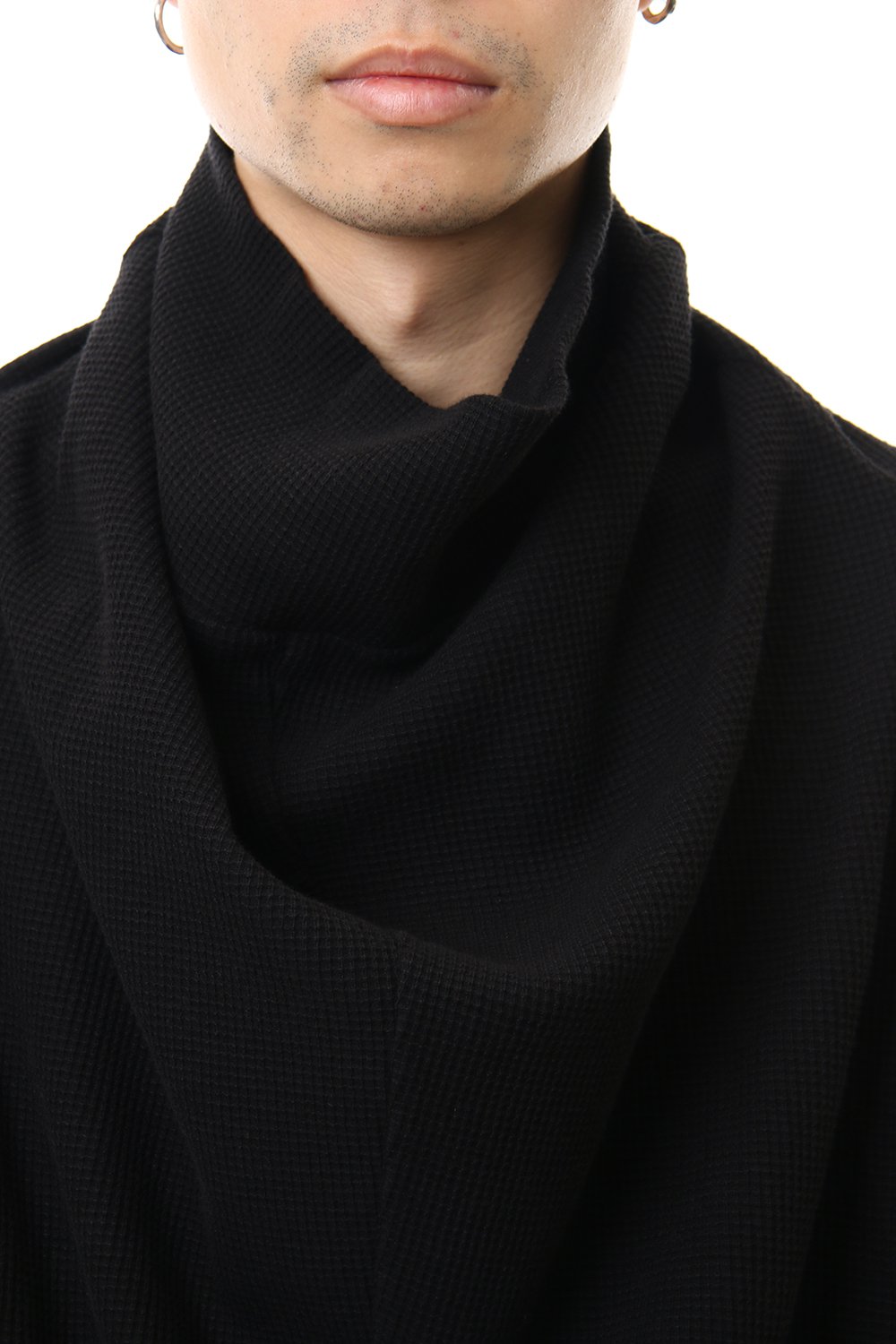 2 FACE COWL NECK SHIRT Black