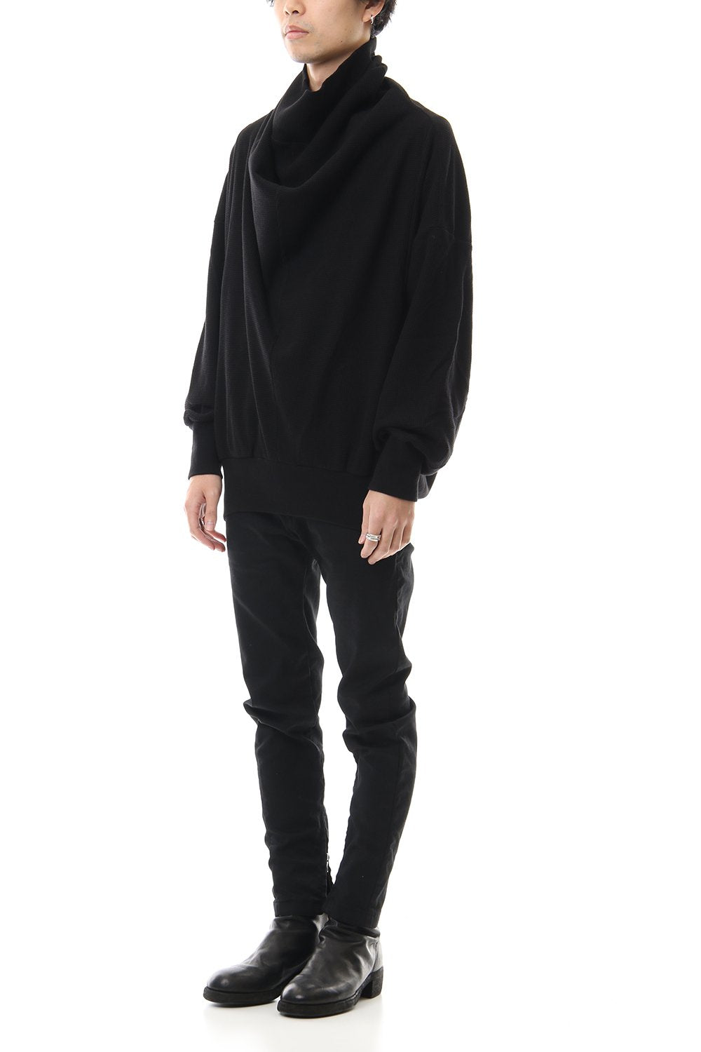 2 FACE COWL NECK SHIRT Black