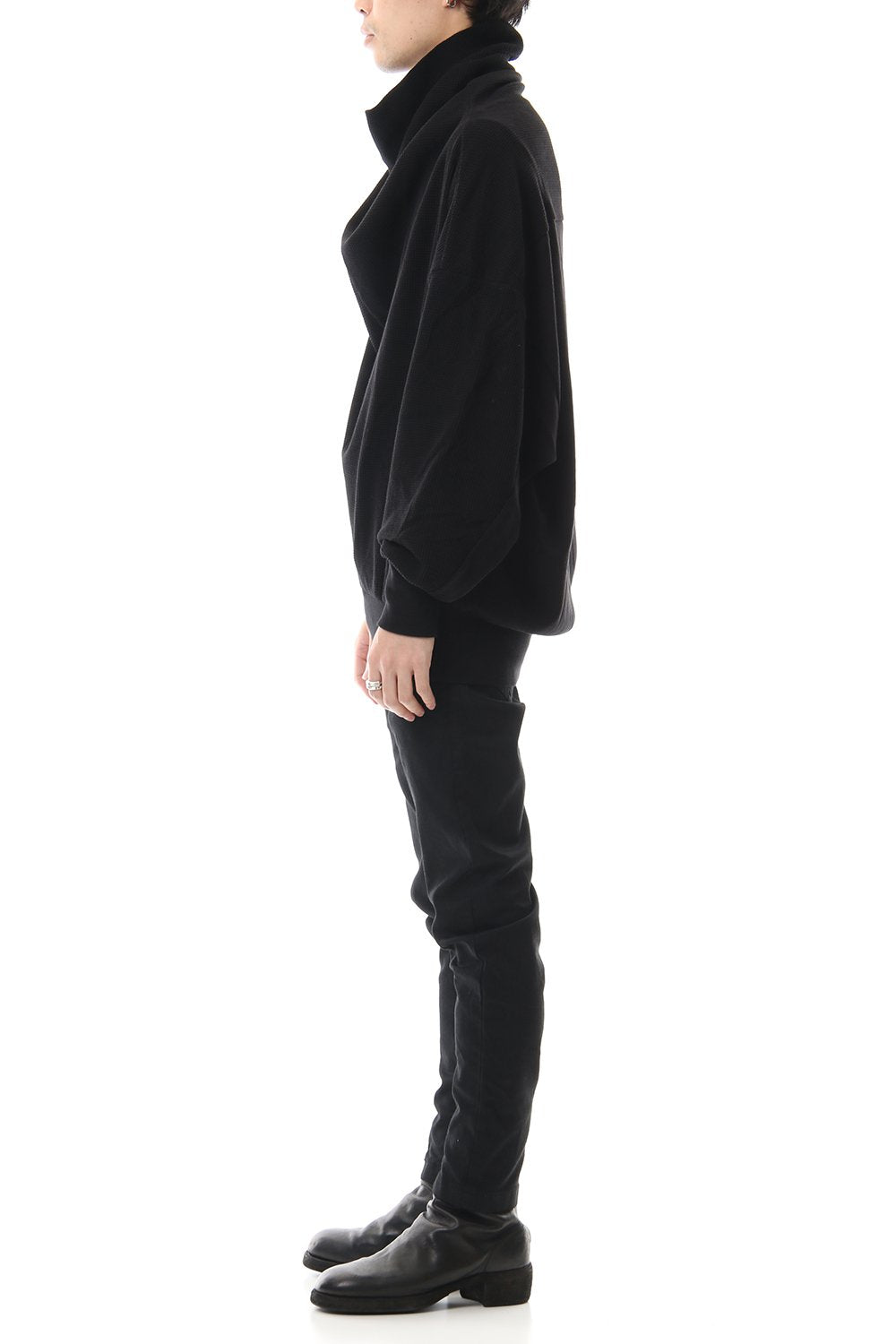 2 FACE COWL NECK SHIRT Black