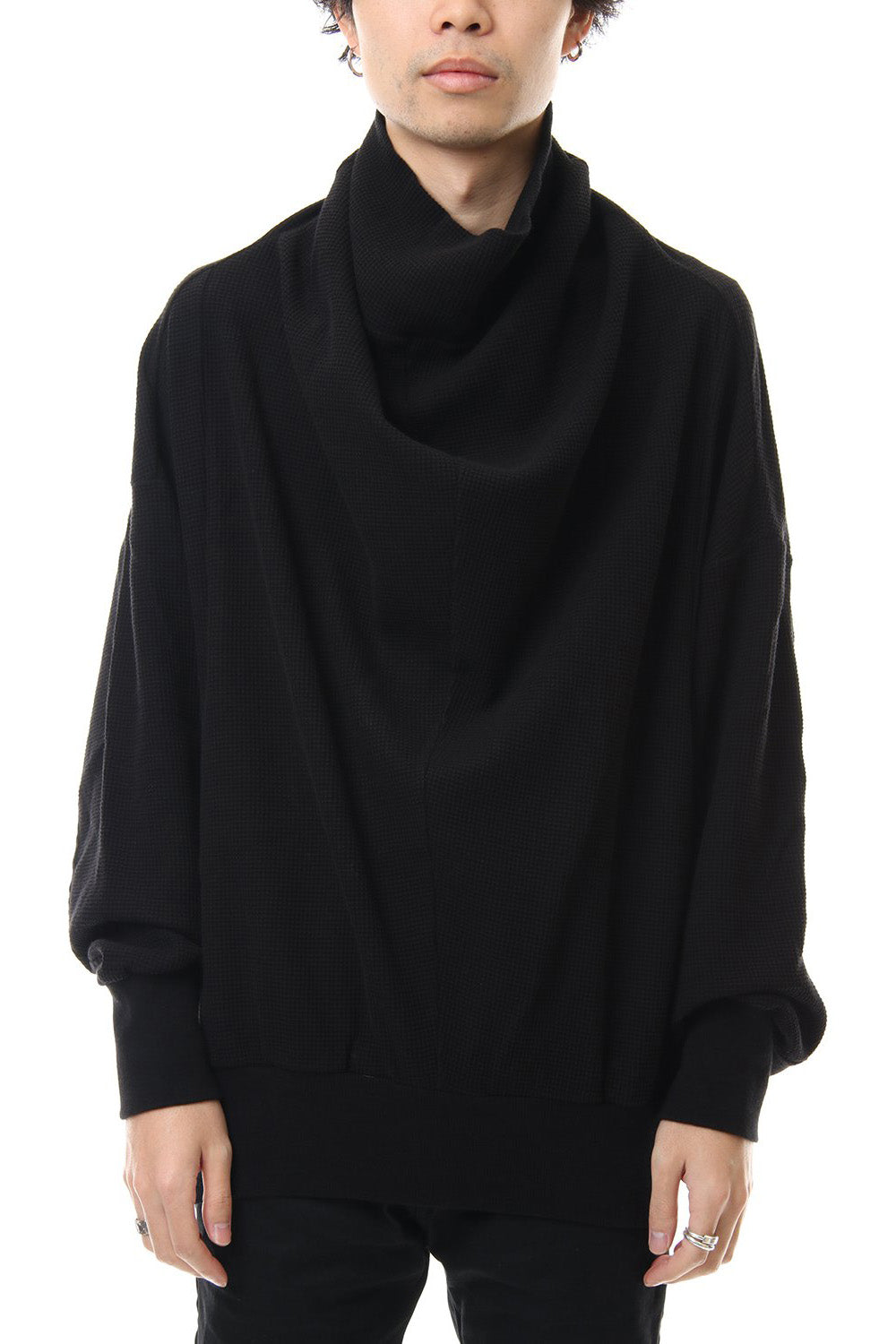 2 FACE COWL NECK SHIRT Black