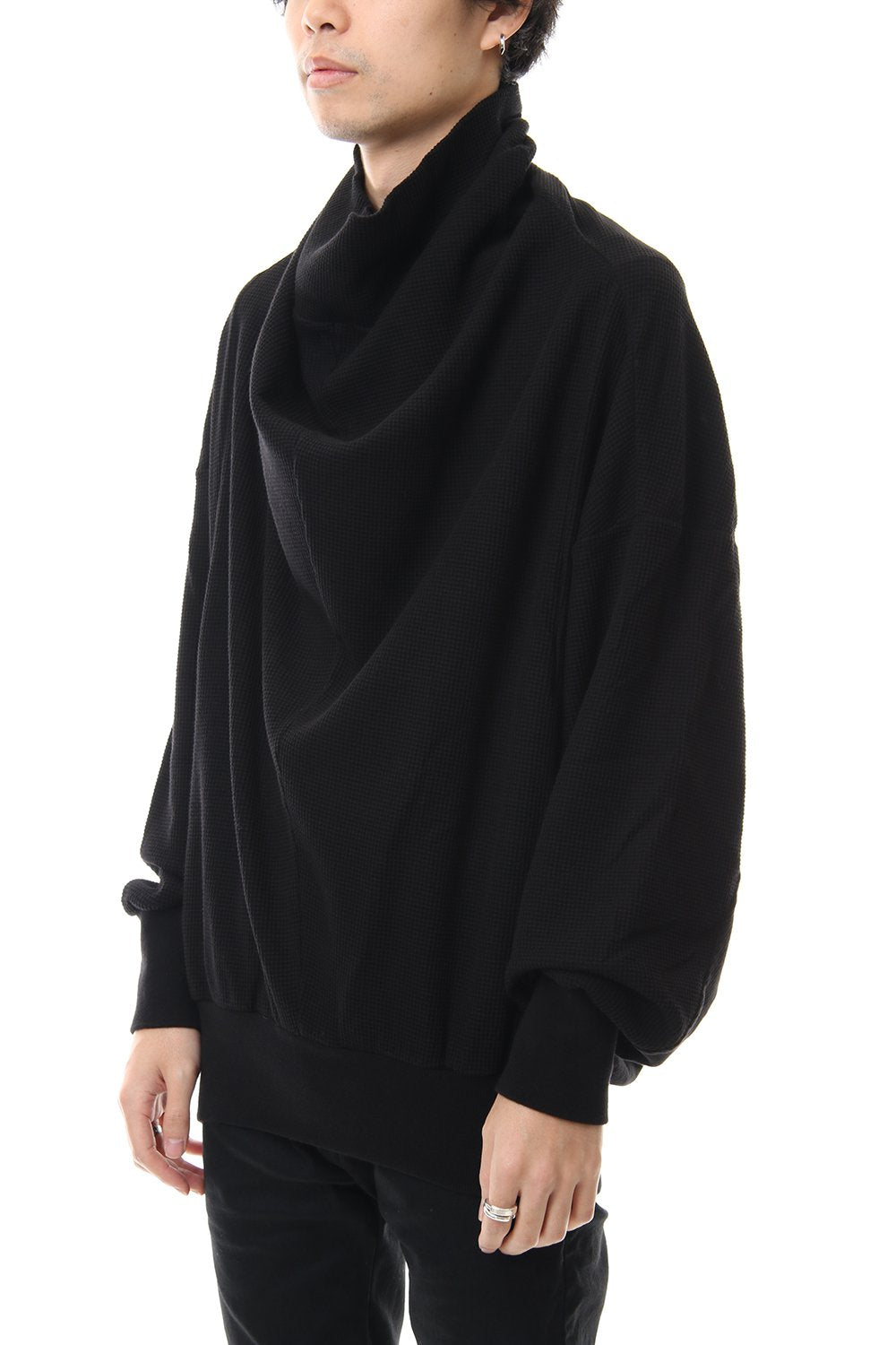 2 FACE COWL NECK SHIRT Black