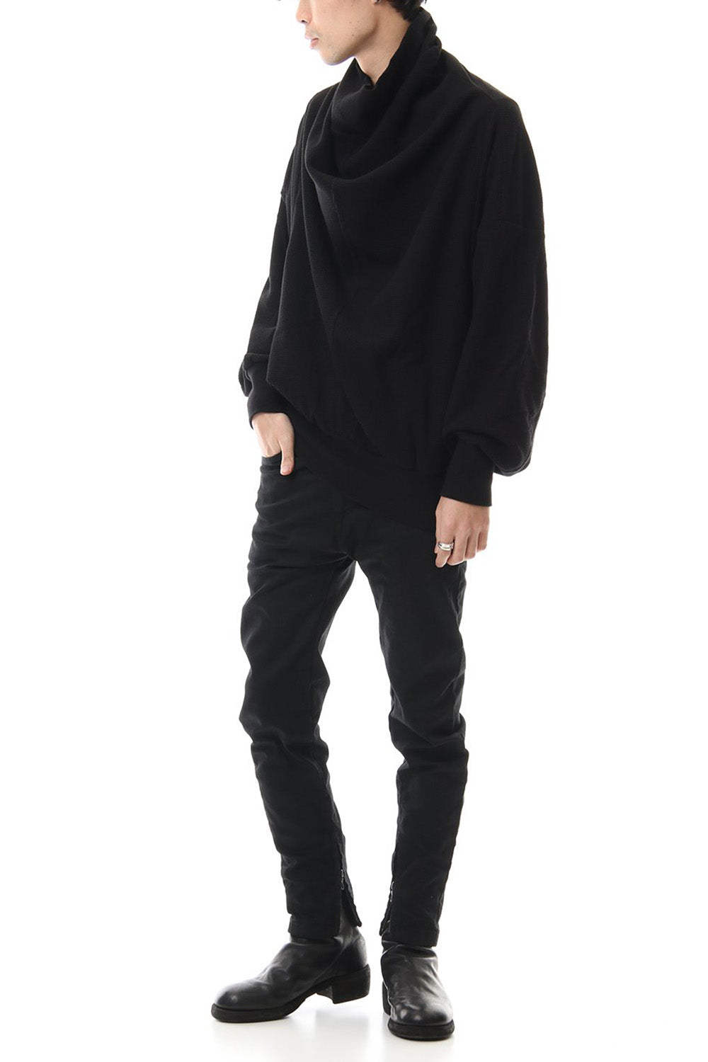 2 FACE COWL NECK SHIRT Black