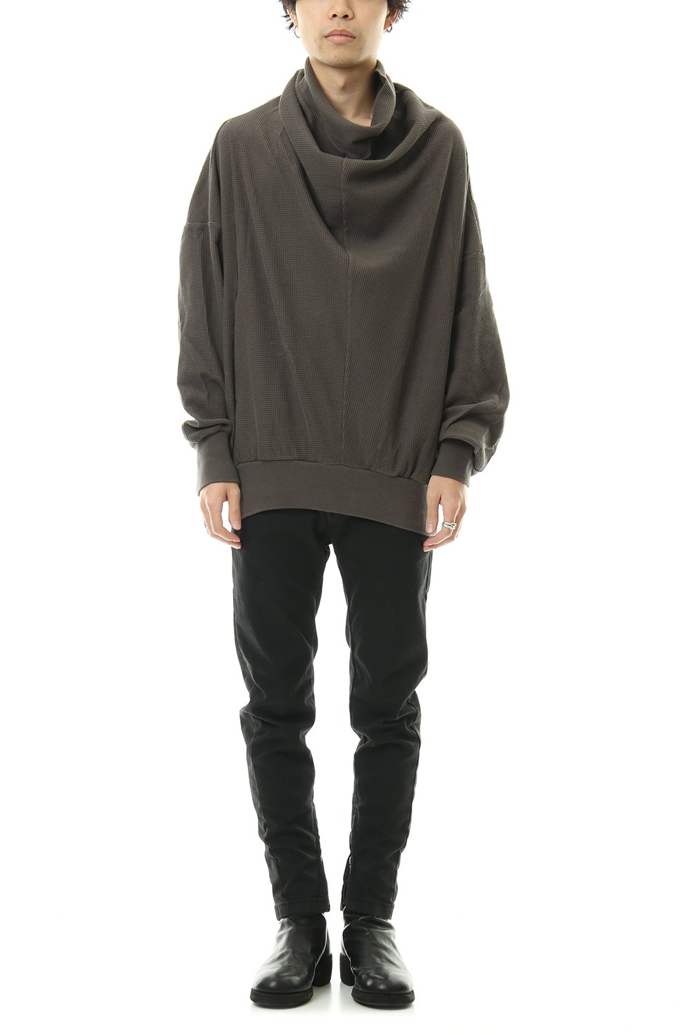 2 FACE COWL NECK SHIRT Mud Khaki