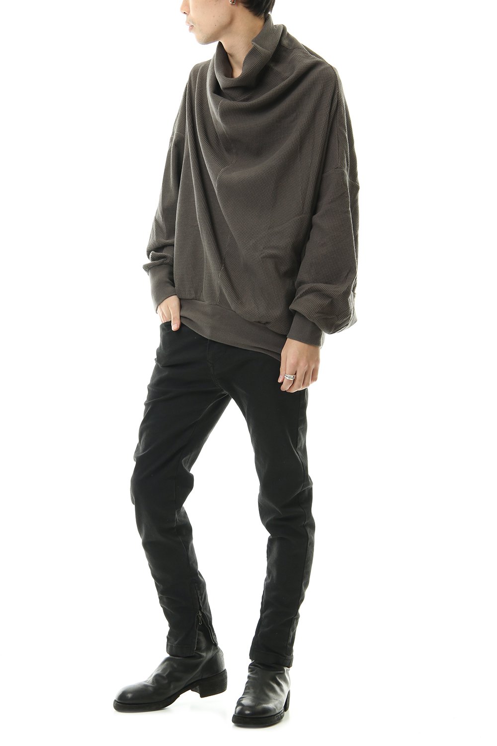 2 FACE COWL NECK SHIRT Mud Khaki