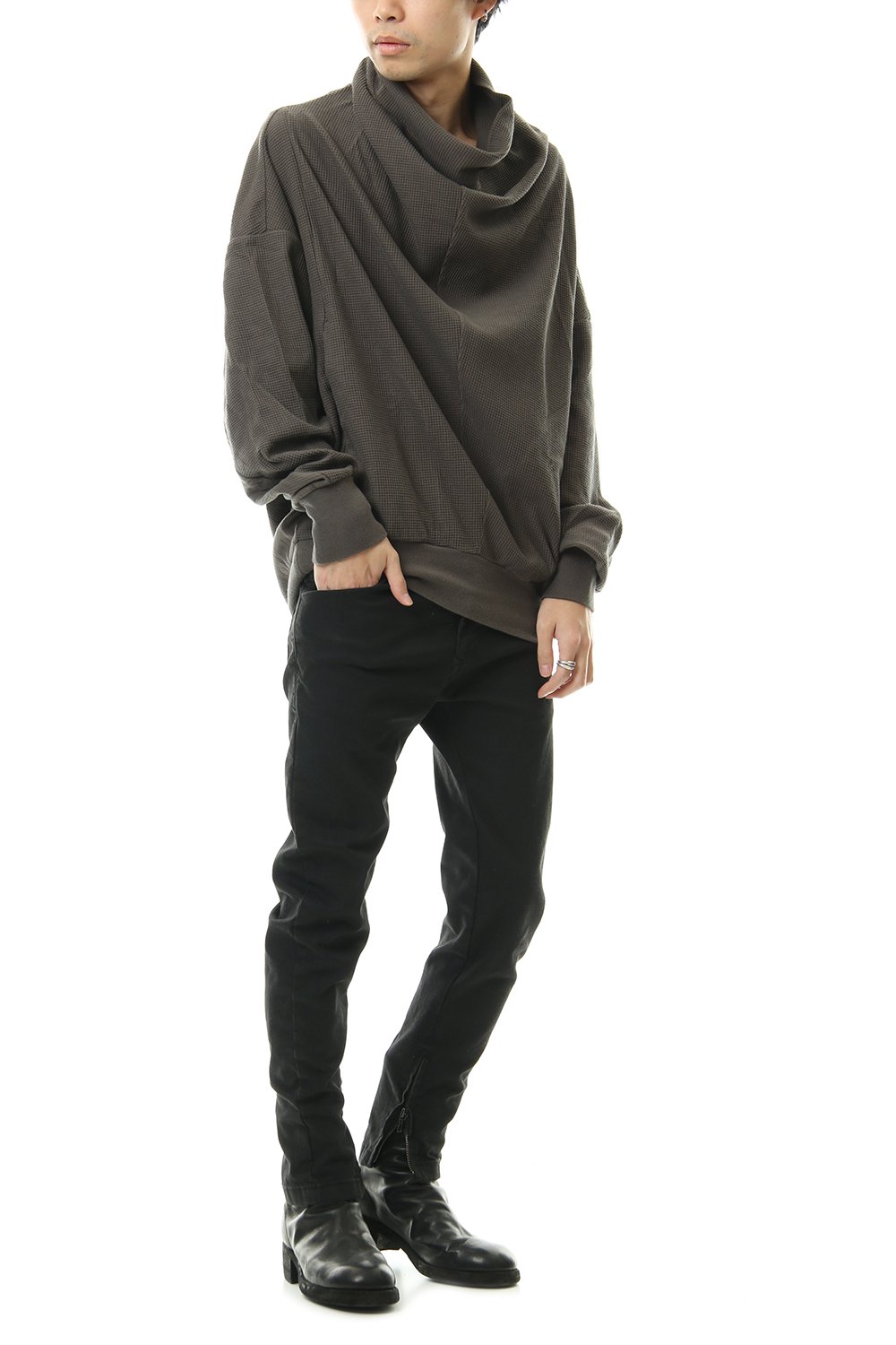 2 FACE COWL NECK SHIRT Mud Khaki