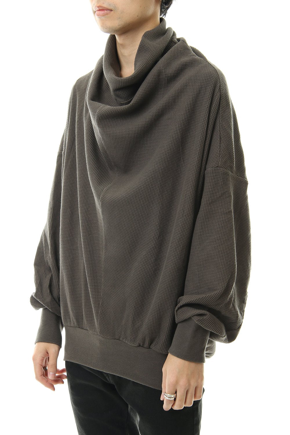 2 FACE COWL NECK SHIRT Mud Khaki