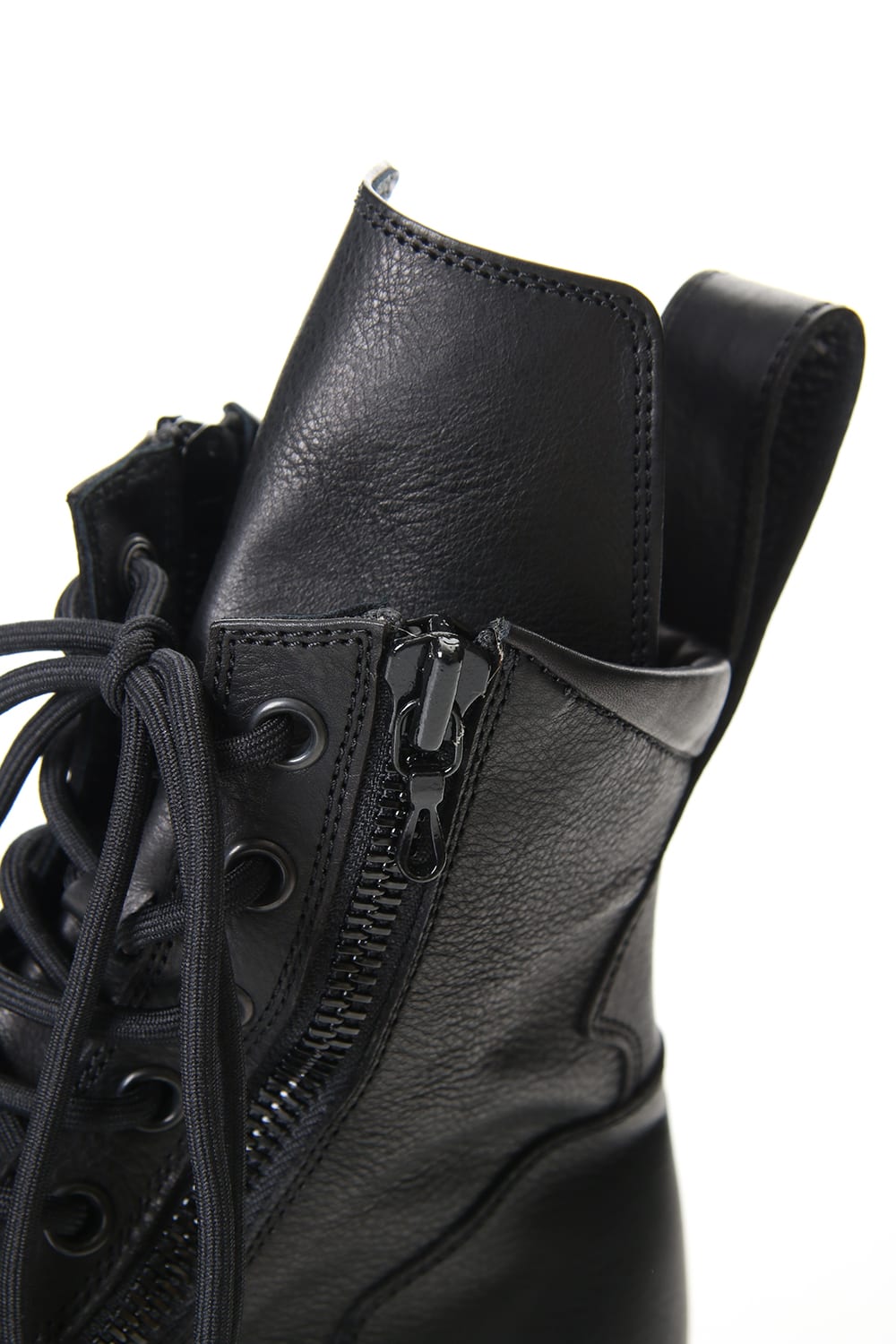 W SOLE ZIP COMBAT BOOTS Black