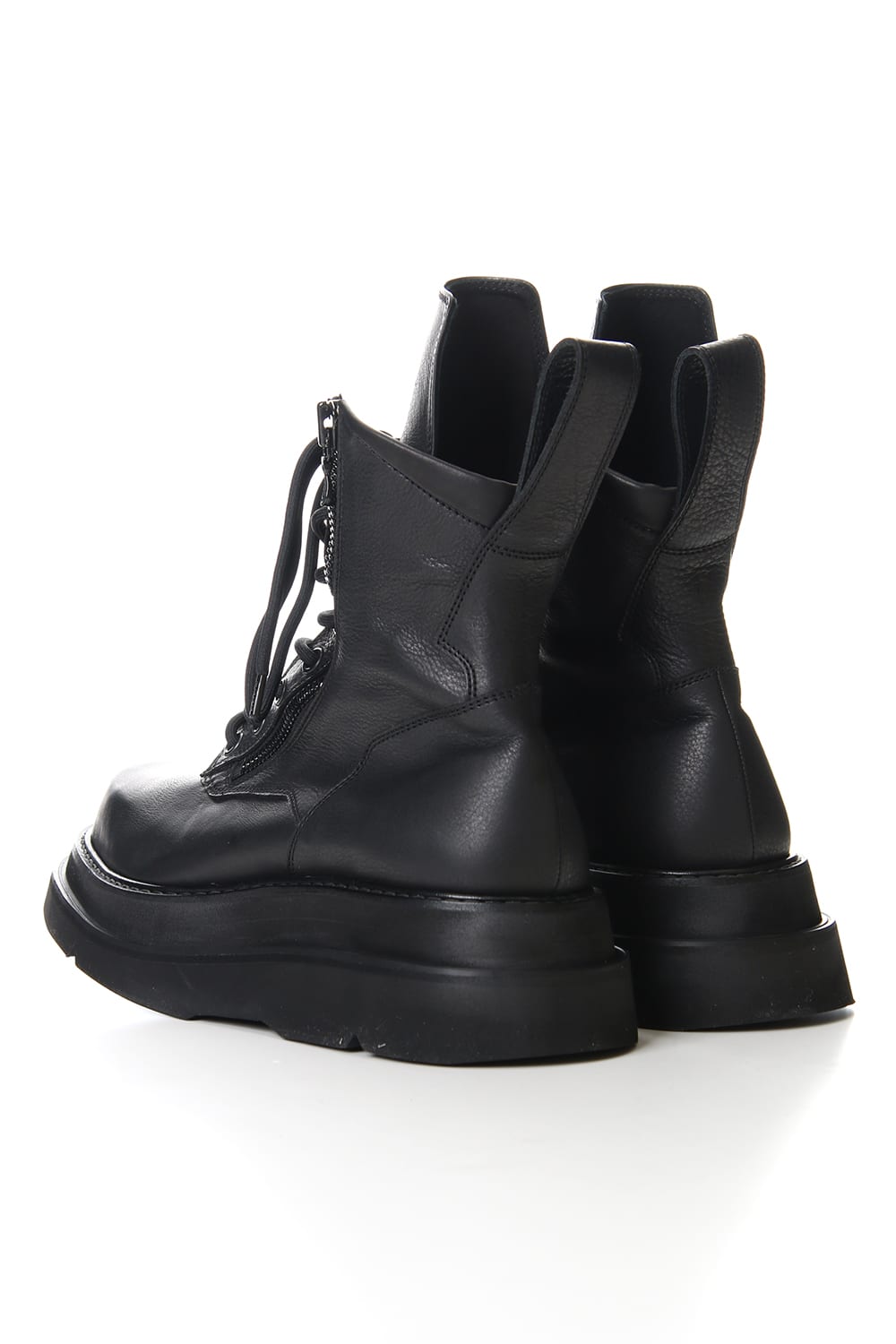 W SOLE ZIP COMBAT BOOTS Black