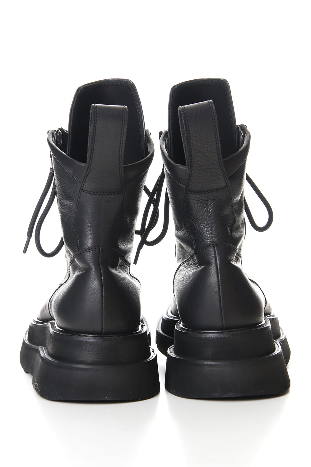 W SOLE ZIP COMBAT BOOTS Black