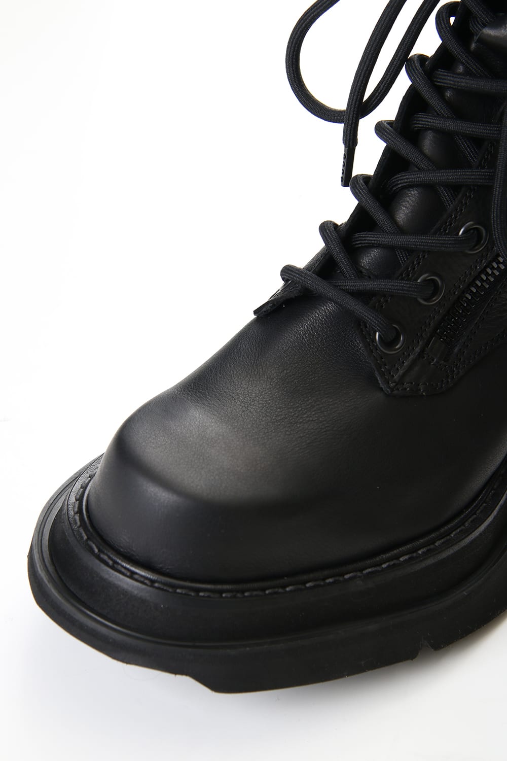 W SOLE ZIP COMBAT BOOTS Black