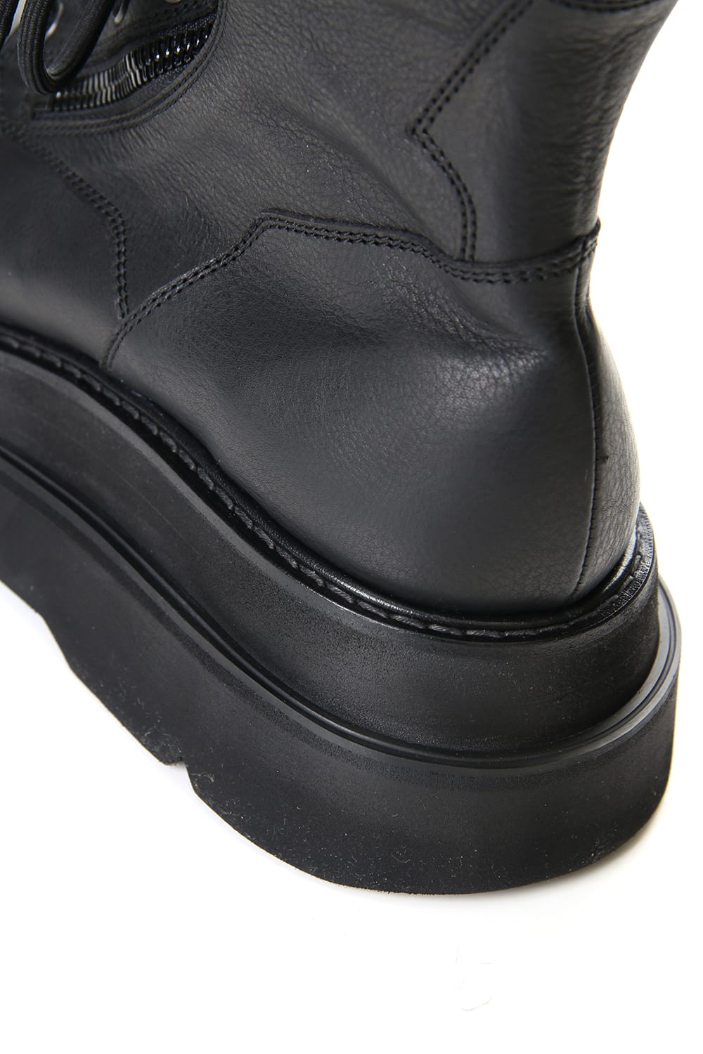 W SOLE ZIP COMBAT BOOTS Black