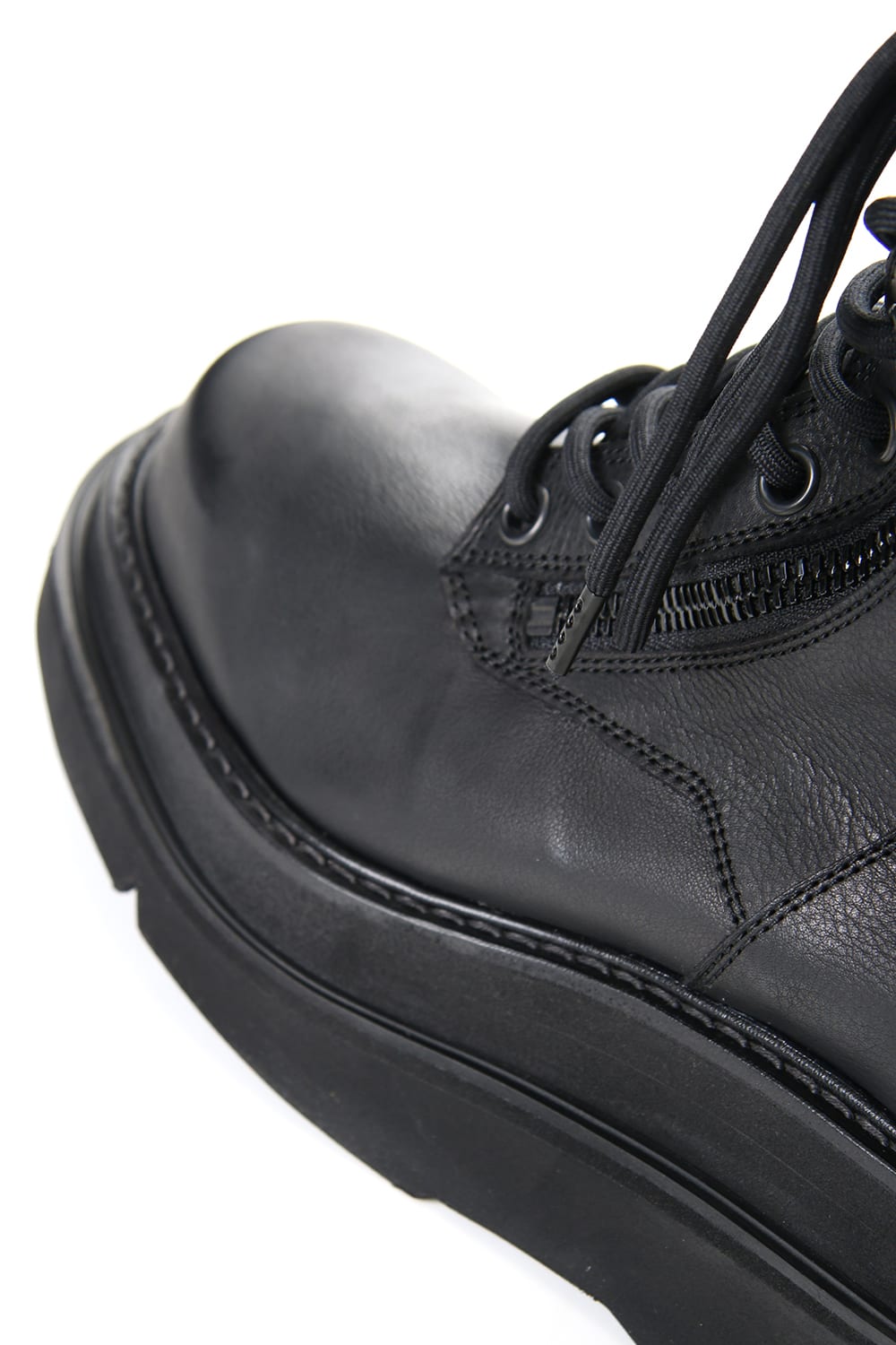 W SOLE ZIP COMBAT BOOTS Black