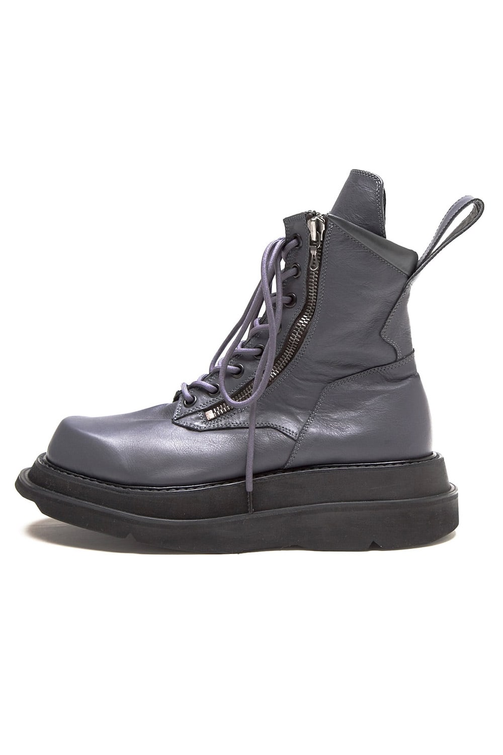 W SOLE ZIP COMBAT BOOTS Purple