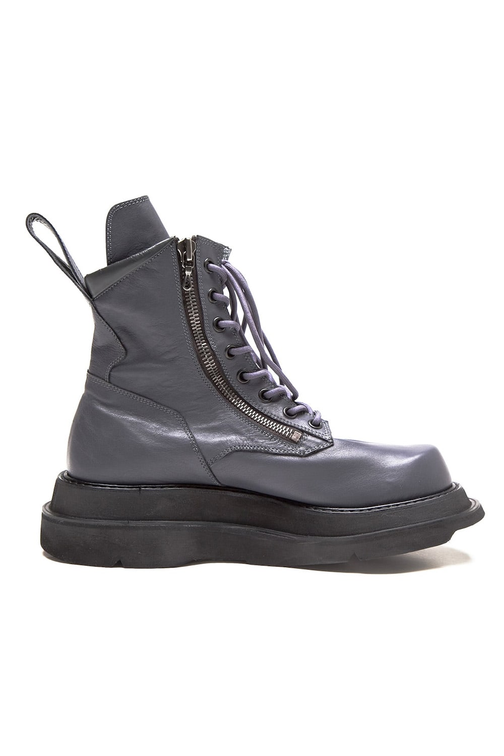 W SOLE ZIP COMBAT BOOTS Purple