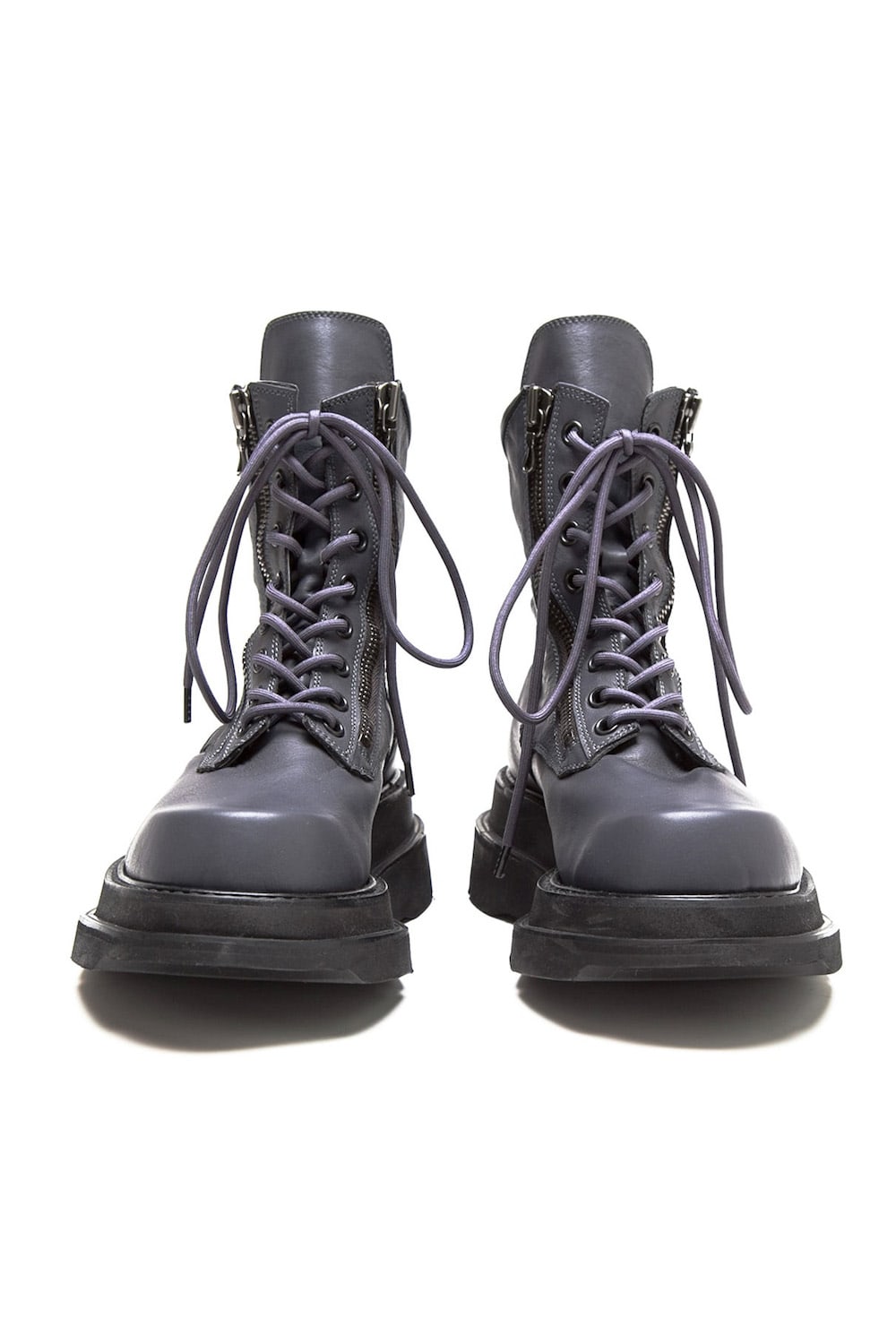 W SOLE ZIP COMBAT BOOTS Purple