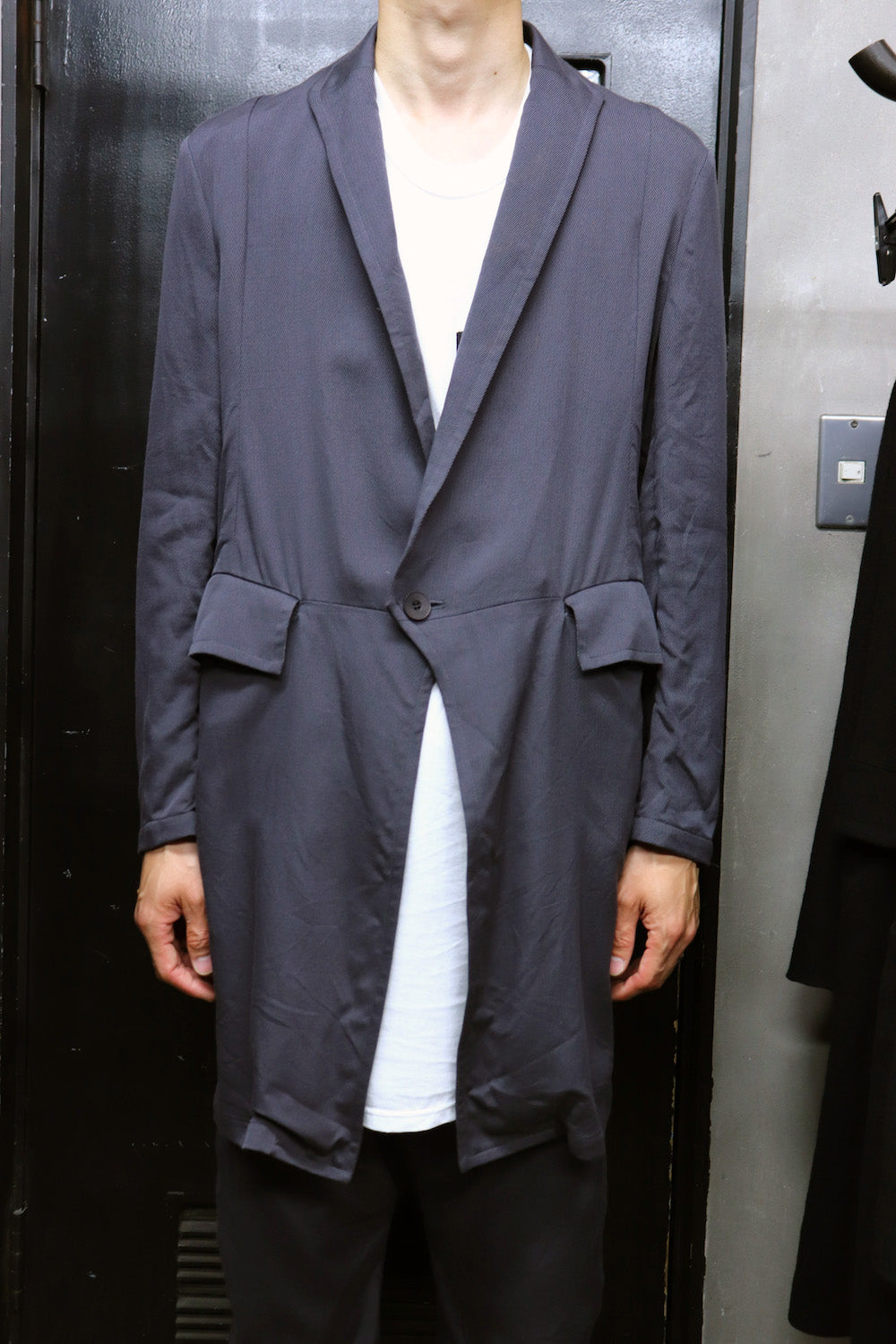 LOZENGE COLLAR TAILORED JACKET Blue Gray