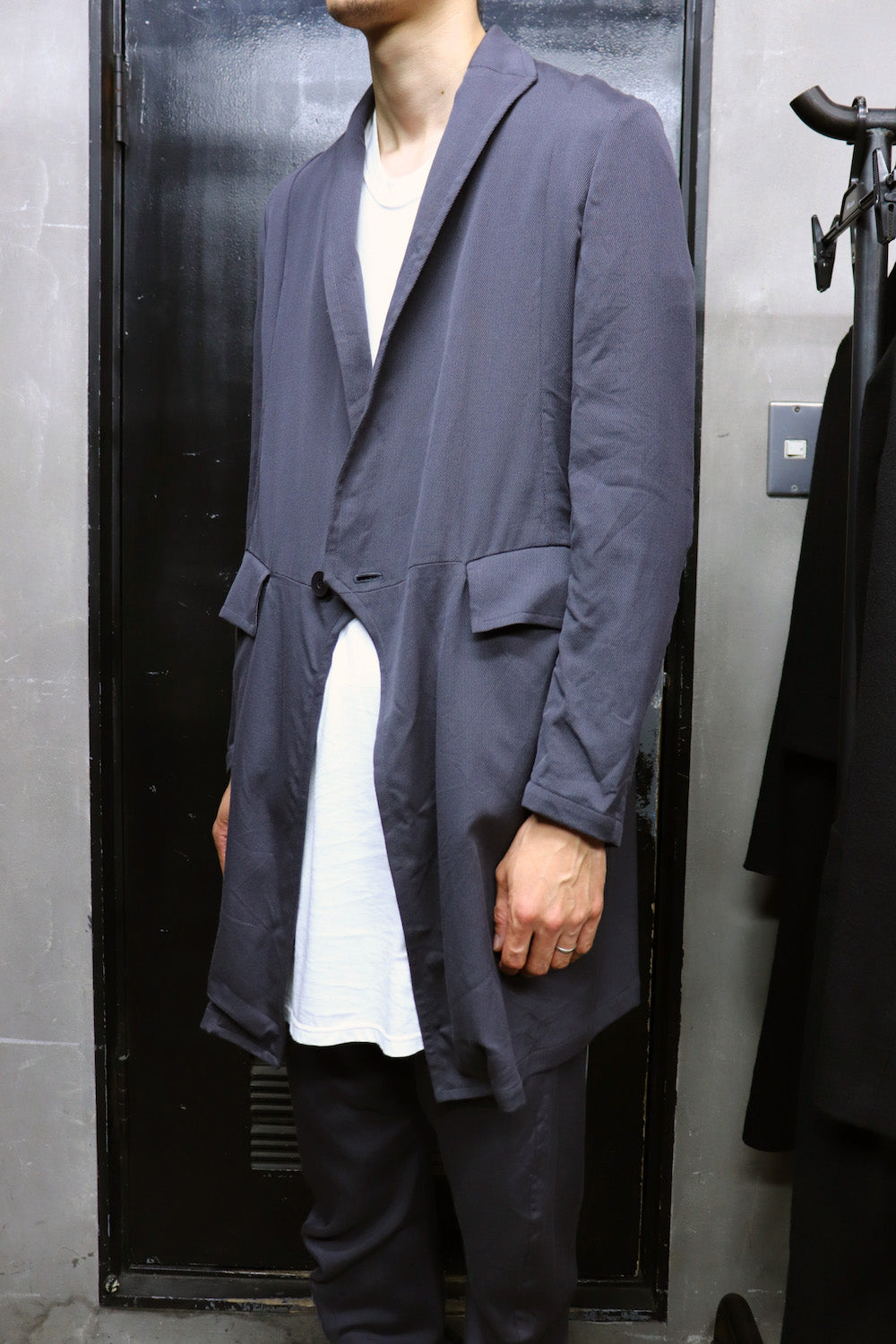 LOZENGE COLLAR TAILORED JACKET Blue Gray