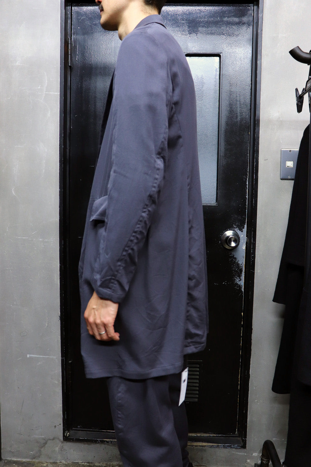 LOZENGE COLLAR TAILORED JACKET Blue Gray