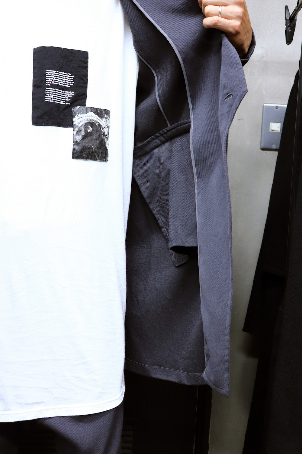 LOZENGE COLLAR TAILORED JACKET Blue Gray