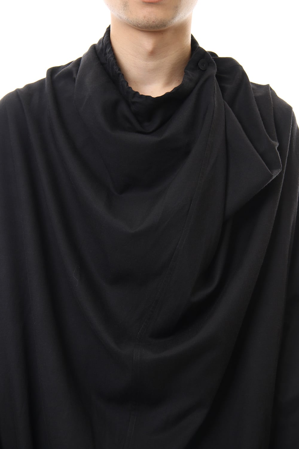 DRAPE NECK SHIRT Black