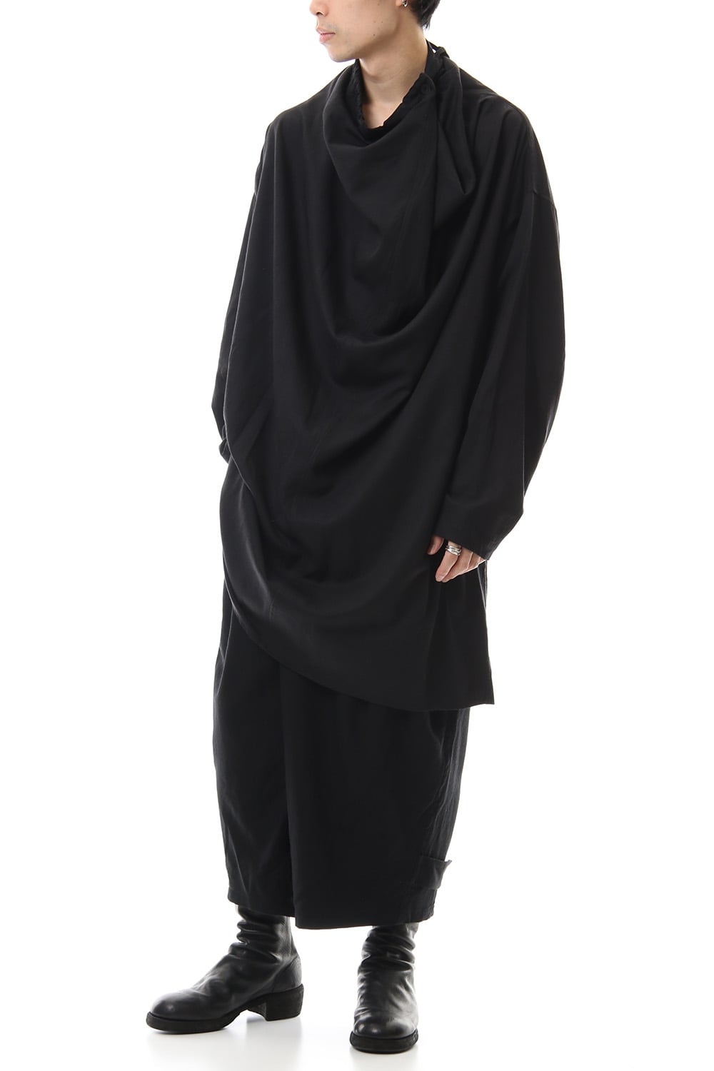 FOLDED BAGGY TROUSERS Black