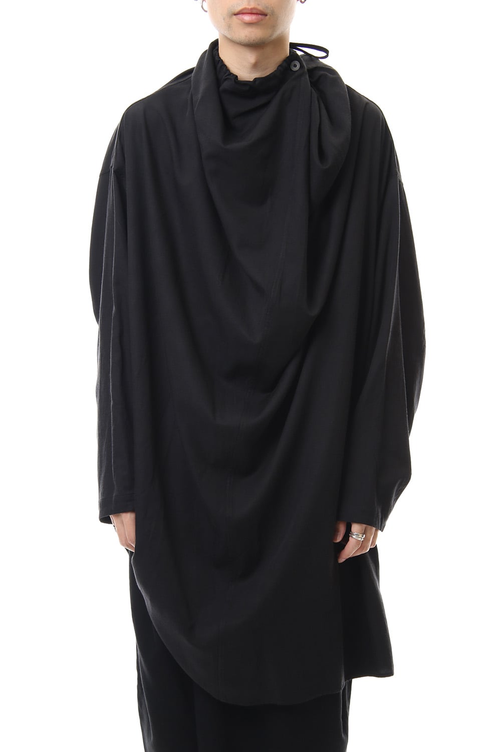 DRAPE NECK SHIRT Black